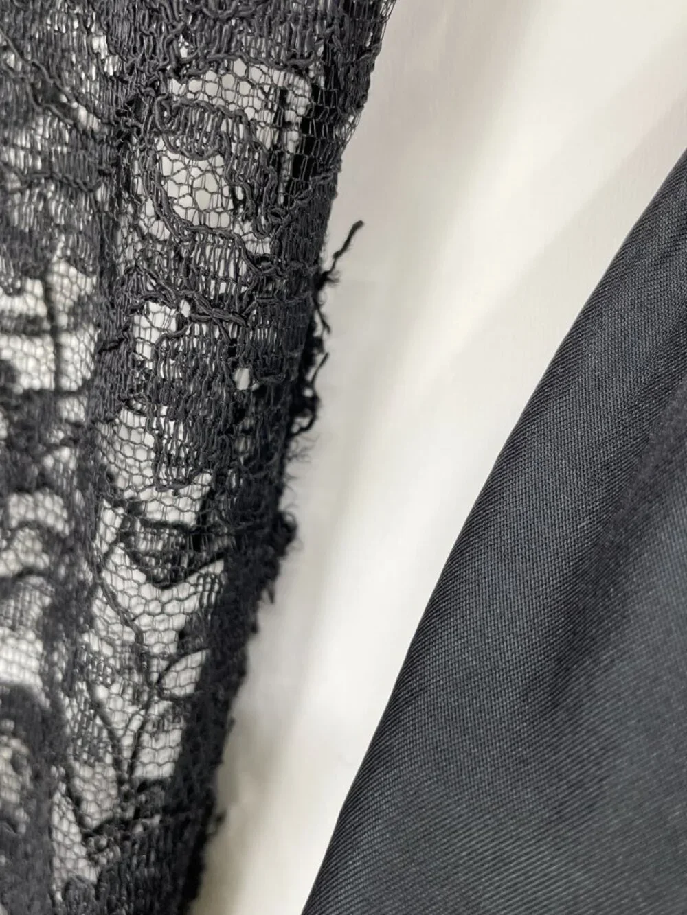 Vintage RARE 60s Geoffrey Beene Black Lace High Neck Ruffle Long Sleeve Dress 12 - Picture 11 of 16
